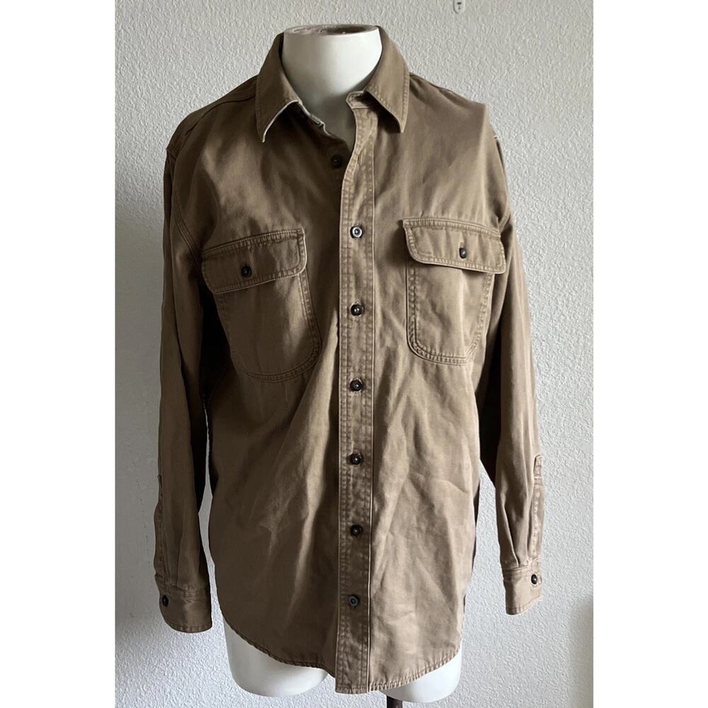 VTG LL Bean Hurricane Shacket Men’s Small Tan Flannel Lined 90s Y2K Chore